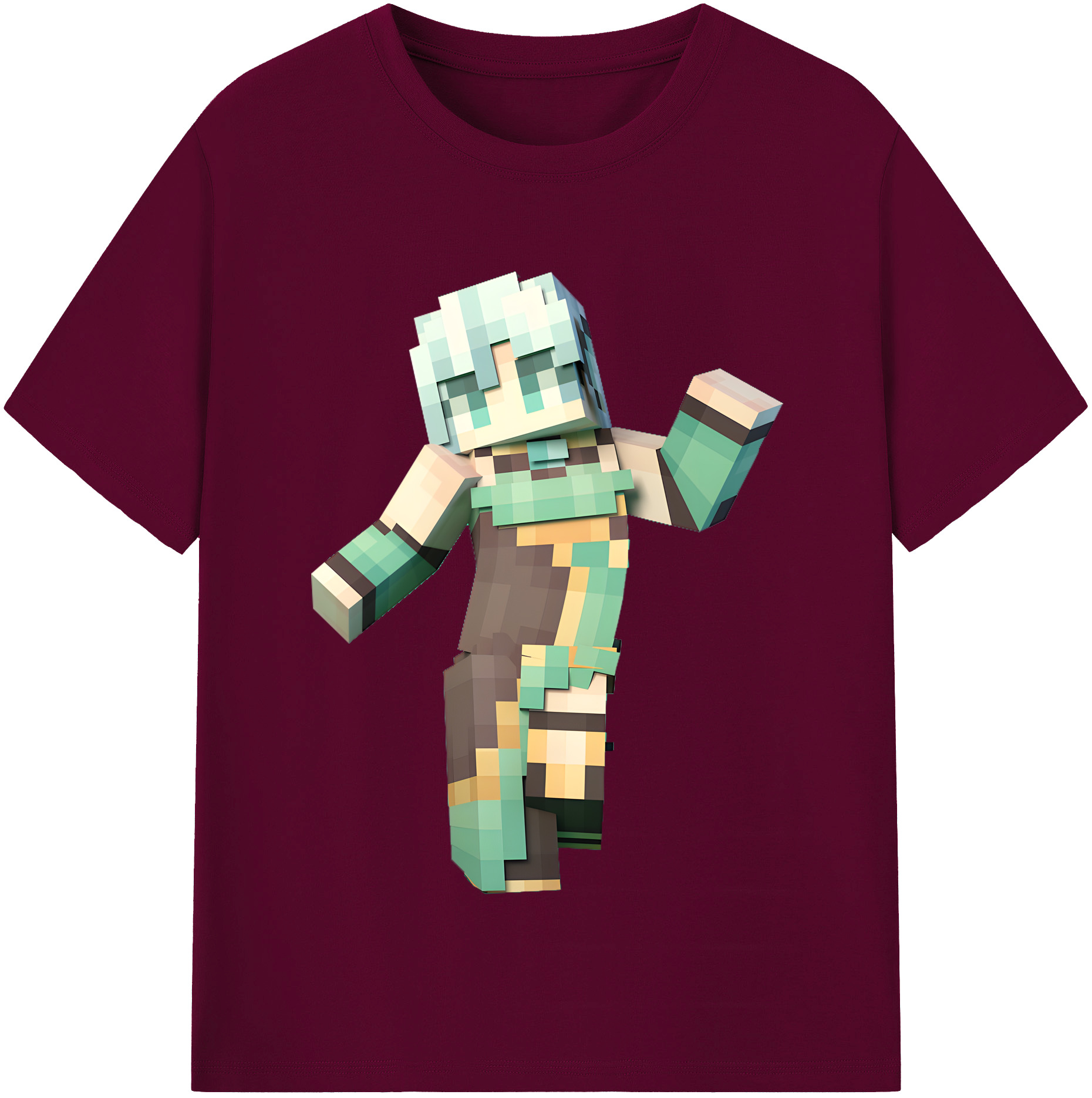 （画像用） マインクラフト ブロックの世界 Minecraft MC Block world レディースカジュアルプリントTシャツ（綿100％）